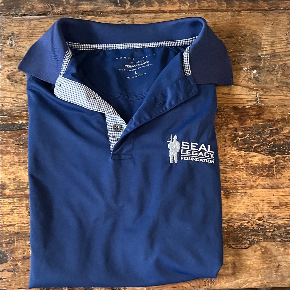Bobby Jones Navy Blue Polo with White SEAL Legacy Logo